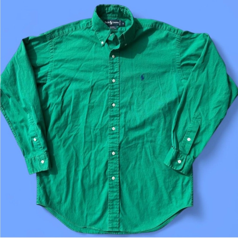 Ralph Lauren Vibrant Green Casual Shirt Vintage Button Up